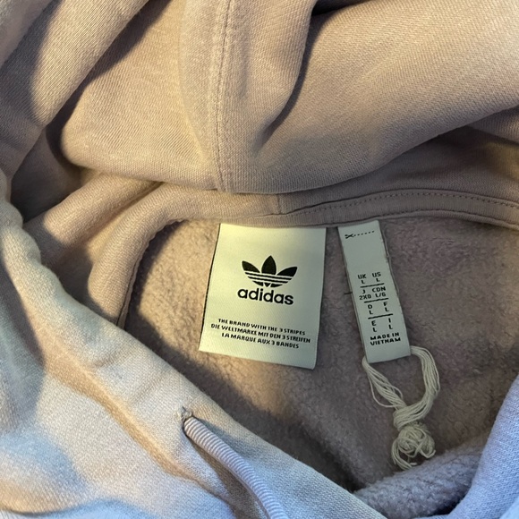 Purple Adidas Hoodie with White stripes down sleeves Size Large - Picture 5 of 5